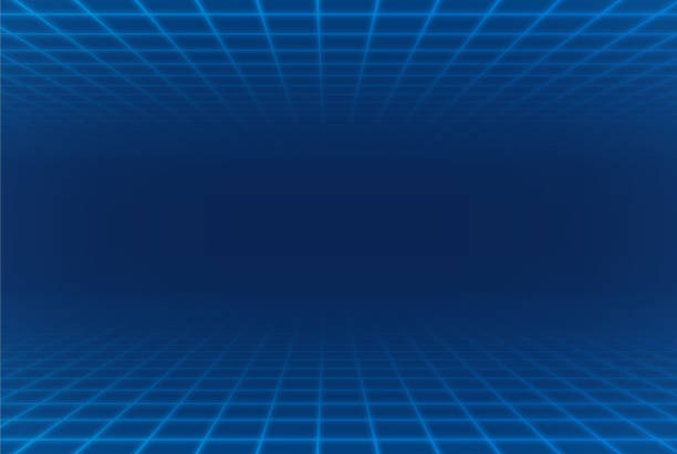 bildbanksillustrationer, clip art samt tecknat material och ikoner med blue grid pattern background - virtuell verklighet