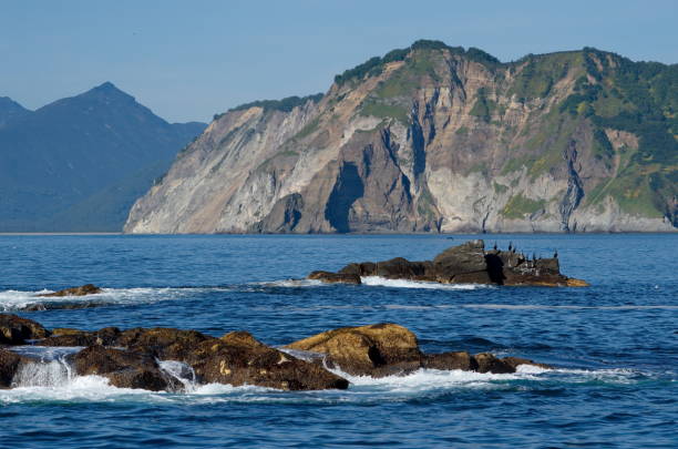 Russia. Kamchatka Peninsula. Dangerous rocky remnants of volcanic origin of the Avacha Bay near the village of Zavoiko.