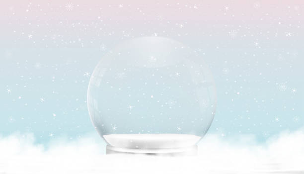 Happy New Year and Merry Christmas background. Xmas Snowball with  on snow,Magic Glass snow globe 3d design,Vector backdrop luxury banner for Winter holiday card,Christmas sale season,Discount Happy New Year and Merry Christmas background. Xmas Snowball with  on snow,Magic Glass snow globe 3d design,Vector backdrop luxury banner for Winter holiday card,Christmas sale season,Discount ice clipart stock illustrations