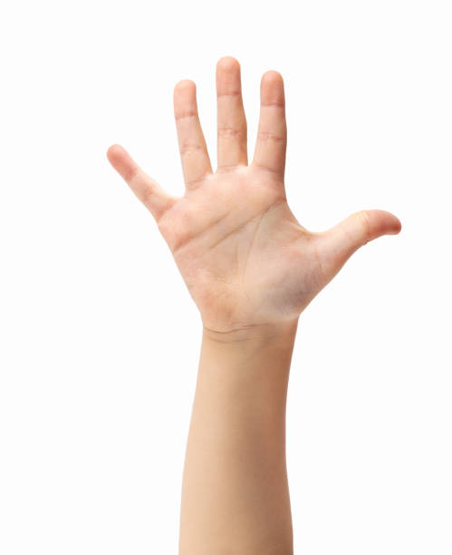 istock Little boy with arm raised to high five 1418809361