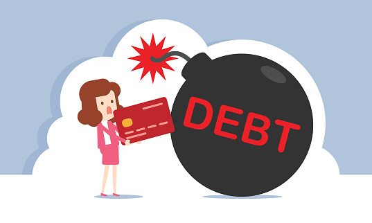 Businesswoman and debt bomb