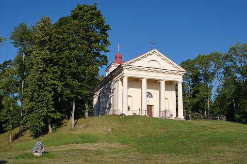 The old ancient church of Saint Thaddeus in Vishnevo village, Smorgon district, Grodno region, Belarus.