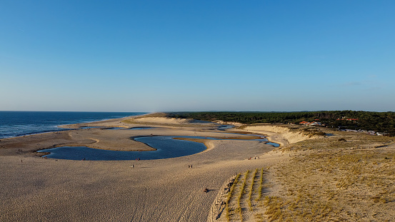 Moliets beach aerial view in Landes, France