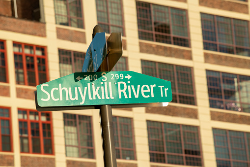 Sign of Schuylkill River Trail, Philadelphia, Pennsylvania, USA