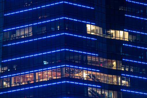 Office tower at night, Philadelphia, Pennsylvania, USA