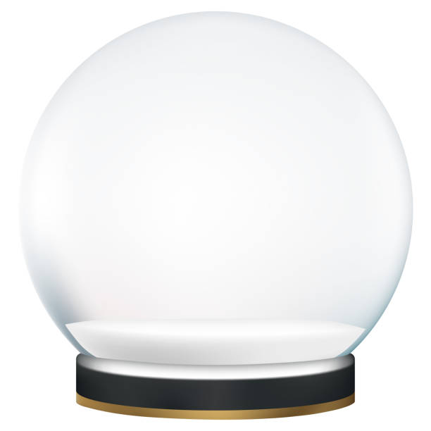 istock Merry Christmas or New Year gift card with Snow Globe on White background, Vector illustration Empty Crystal 3d Sphere. Transparent magic glass ball 1418815593