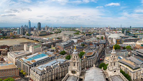 Panoramic views from St Paul's Cathedral over central London