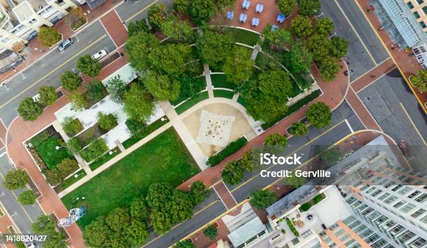 Directly Above The Reston Town Center Stock Photo - Download Image Now - Virginia - US State, Reston, Fairfax County - Virginia