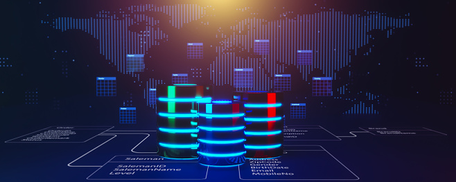 Multiple Databases Image Multiple Database Is Placed On Relational Database Tables With A Blue ...