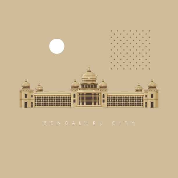 икона города бангалор - видхана судха икона иллюстрация - soudha stock illustrations
