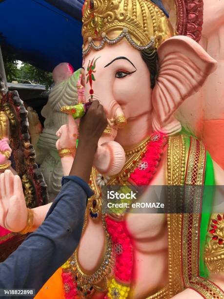Colorful Lord Ganesha Ganesh Chaturthi Stock Photo - Download Image Now - Ganesh Chaturthi, Celebration, Color Image