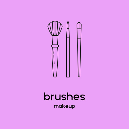 istock Vector icon with makeup brushes for blush, powder, eye shadow. 1418826181
