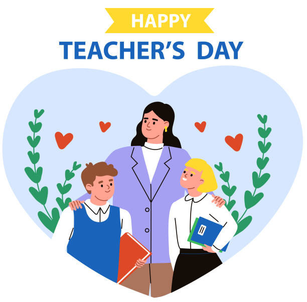 Happy teacher's day illustration Teacher and students Happy Teachers Day stock illustrations