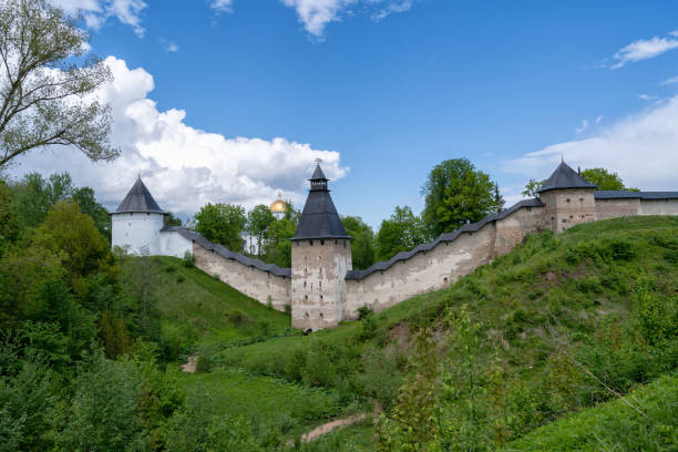 The walls of the fortress of the Pskov-Pechersk Monastery. The walls of the fortress of the Pskov-Pechersk Monastery pskov city stock pictures, royalty-free photos & images