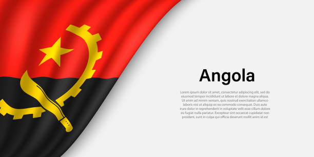 wave flag of angola on white background. - angola stock illustrations