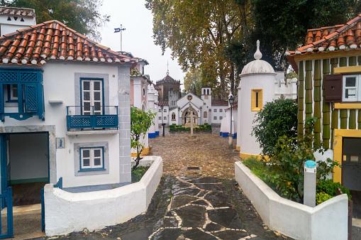 Coimbra, Portugal- November 19 2014: Portugal dos Pequenitos, a miniature park of diminutive versions of Portuguese houses of Portuguese colonies.