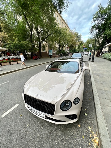 Moscow, Russia - August 21, 2022: Bentley Continental GT parked on the street