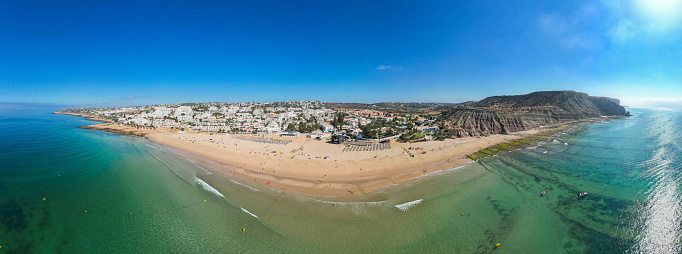 Drone Aerial Praia Da Luz Beach Lagos Portugal Algarve