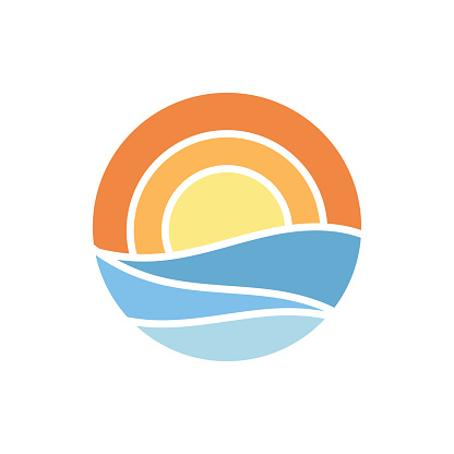 Sea Water Wave and Sun Icon Vector Illustration Design Logo