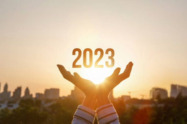 Concept of a new year 2023 and new hopes. stock photo