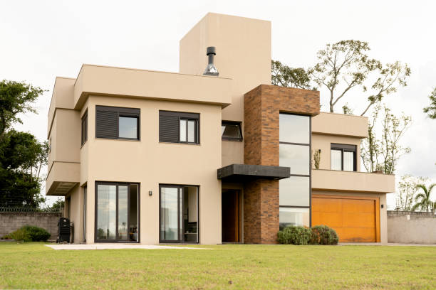 istock Facade of a modern two-story home 1418840665