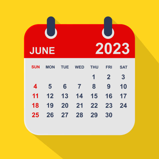 illustrazioni stock, clip art, cartoni animati e icone di tendenza di giugno 2023 calendario leaf. la settimana inizia la domenica. illustrazione vettoriale aziendale - june