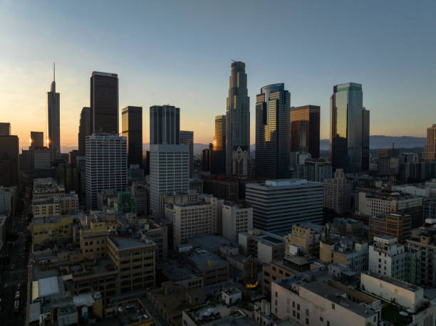 istock Evening Sunlight on Downtown LA - Aerial View 1418844388