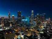 Aerial View of Downtown LA at Night
