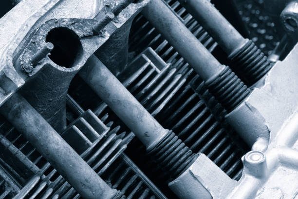 istock Open engine block exposing the interior parts and springs, service and maintenance concept in garage 1418844585