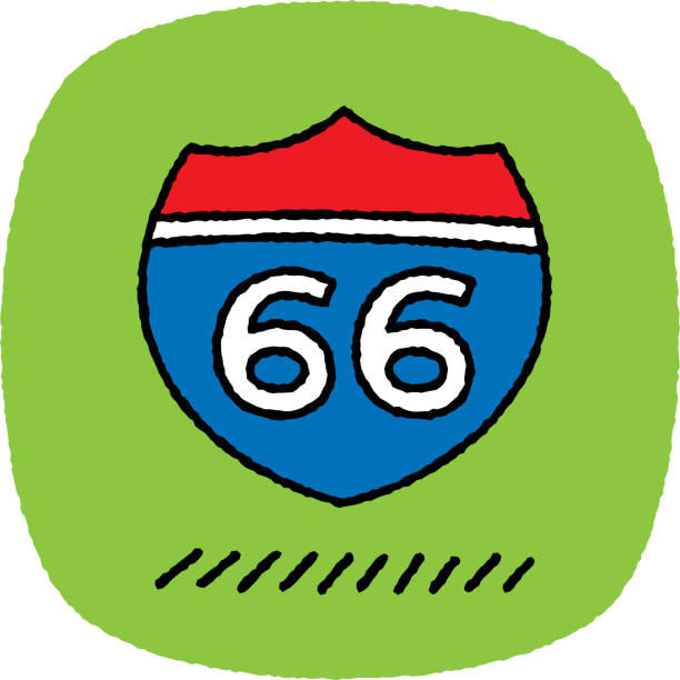 маршрут 66 дудл 7 - route 66 sign road thoroughfare stock illustrations