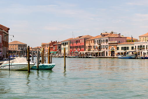 Murano, Italy - July 7, 2022: Scenery along the canals in Murano Italy