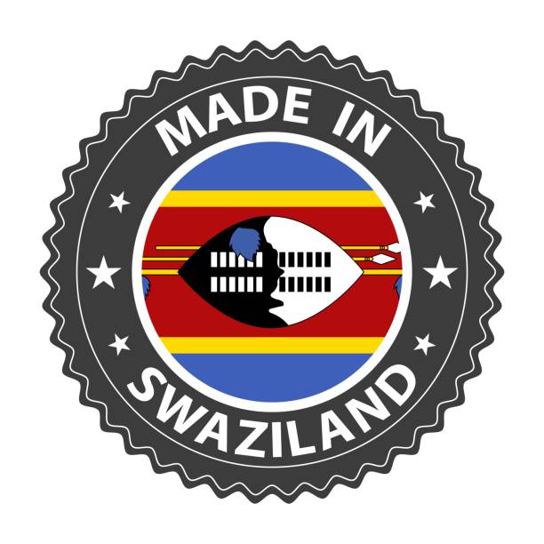 ilustrações de stock, clip art, desenhos animados e ícones de made in swaziland badge vector. sticker with stars and national flag. sign isolated on white background. - swaziland