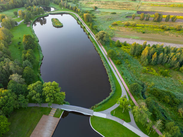 istock Public park called Lewityn in Pabianice City - view from drone 1418866022