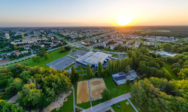 View at Pabianice city from a drone