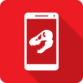 istock Dinosaur Skull Smartphone Icon Silhouette 1418867277
