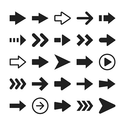 Arrow icons. Arrows set. Black color. Vector icons