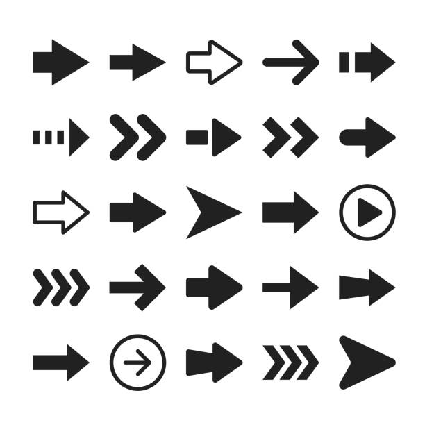 Arrow icons. Arrows set. Black color. Vector icons Arrow icons. Arrows set. Black color. Vector icons arrow sign stock illustrations