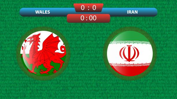 szablon meczu piłkarskiego walia - iran - iran wales stock illustrations