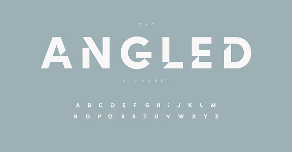 Geometric alphabet letter font. Modern logo letters inner cut serifs. Minimalistic vector typographic design. Internal angled serifs bevel type for tech logo, headline, monogram, lettering, branding.