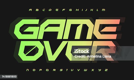 istock Robotic technology style alphabet. Futuristic Geometric font for modern innovation design, futuristic logo, headline, monogram, creative lettering and typography in game or cinema. Vector typographic. 1418881800