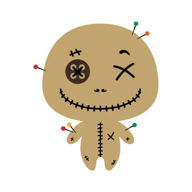 Vector illustration of Cute voodoo doll. Flat style. Vector illustration.