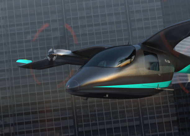 istock Electric VTOL passenger aircraft flying in the sky 1418901018