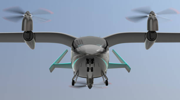 istock Electric VTOL passenger aircraft flying in the sky 1418901064