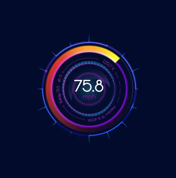 ilustrações de stock, clip art, desenhos animados e ícones de futuristic car speedometer gauge dial, speed meter - speedometer odometer dial speed