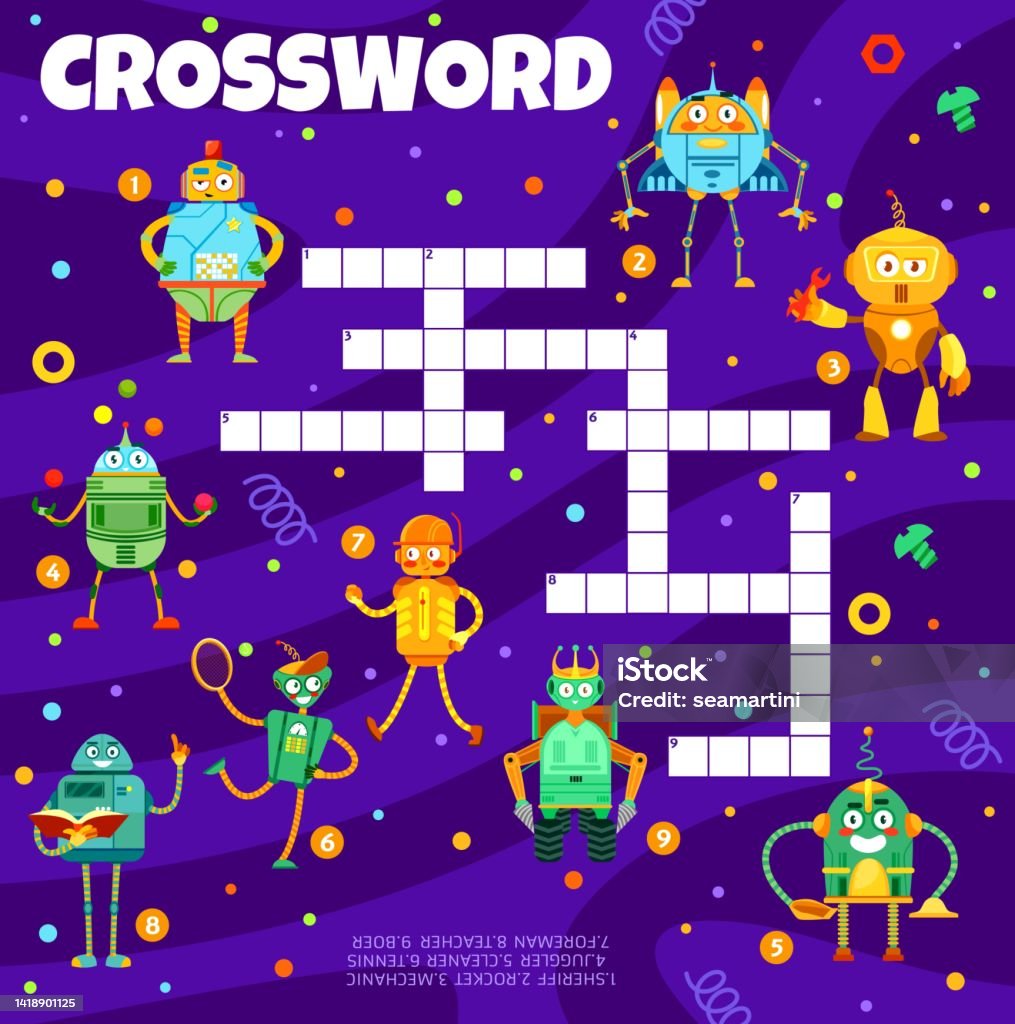 Cartoon Funny Robots Crossword Grid Worksheet Stock Illustration Cartoon Funny Robots Crossword Grid Worksheet Stock Illustration