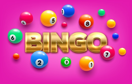 Bingo lottery vector 3d colorful balls with lucky combination numbers on pink background. Lotto jackpot, keno, casino gambling game, prize raffle and winner success banner with vibrant spheres