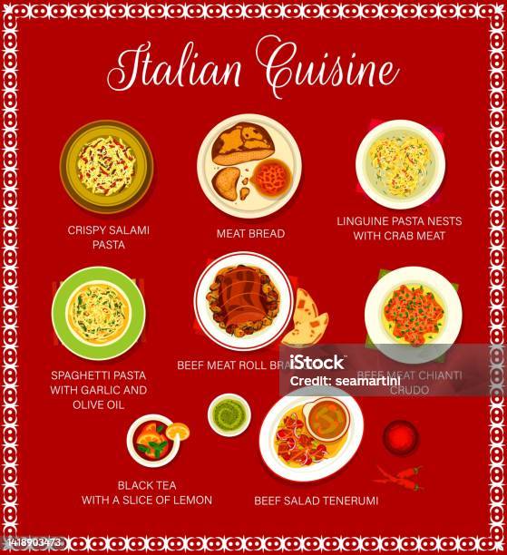 Italian Design Menu. Example Italian Cuisine Menu Page Design Vector Template Stock Illustration ...