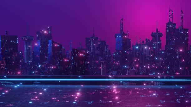 istock Digital Futurism Concept Space Age Banner Background 3d Render 1418916473