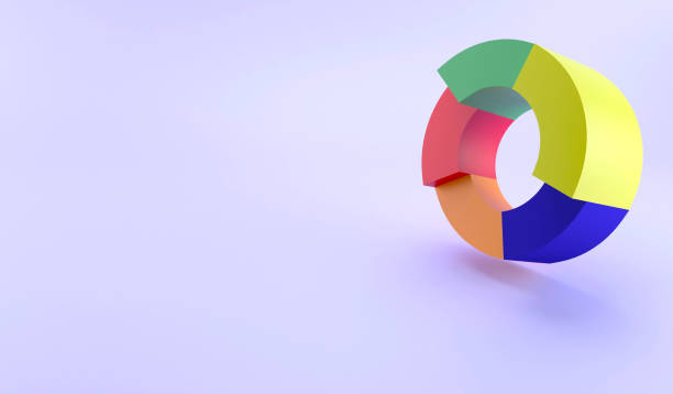 istock 3D rendering colorful pie chart. 3D illustration data concept on purple background 1418919682