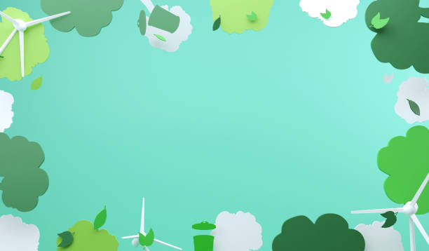istock 3D rendering global recycle , top view environment and windmill for copy space. save the planet and energy concept 1418919707